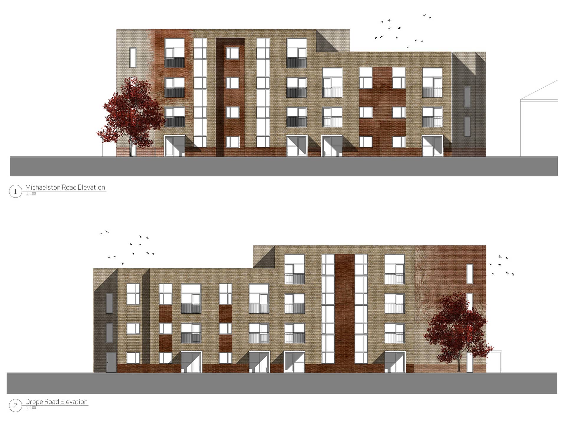 Michaelstone Road Housing, Cardiff - Apartments elevations